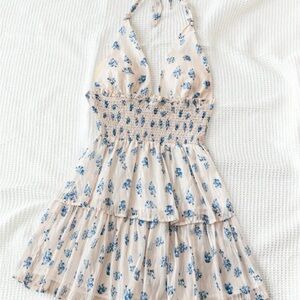 Blue and White Floral Halter SunDress